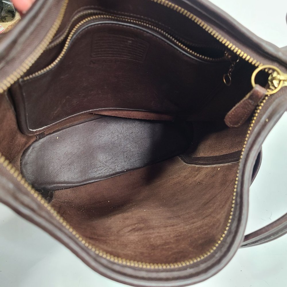 Coach Shoulder Duffle Gallery Tote Cognac Brown Leather - Picture 4 of 9